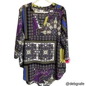Cato 2X tunic top Multicolor Patterned Blouse